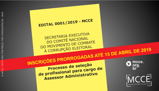 MCCE prorroga processo seletivo para assessor administrativo