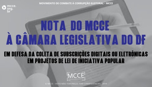 MCCE defende coleta de assinaturas digitais para projetos de Lei de Iniciativa Popular no DF