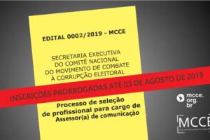 MCCE prorroga processo seletivo para assessor (a) de comunicação