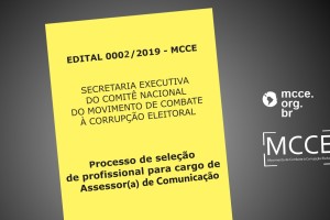 Projeto: MCCE abre processo seletivo para assessor (a) de comunicação