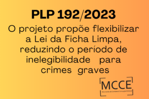 Nota Pública sobre o PLP 192/2023: o PLP que ataca a Lei da Ficha Limpa