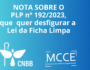 NOTA SOBRE O  PLP nº 192/2023, que quer desfigurar a Lei da Ficha Limpa